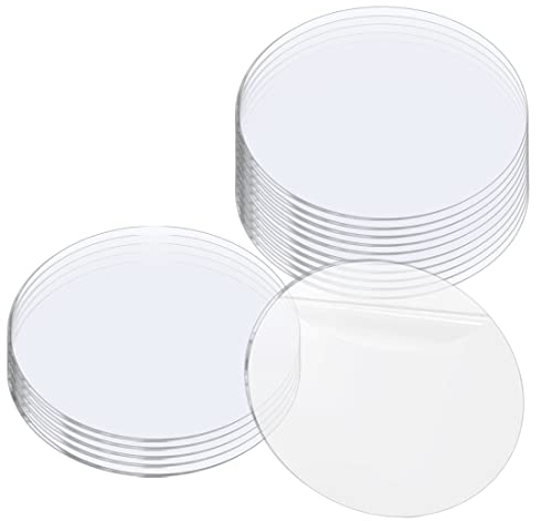 YXHZVON 16 Stücke Klare Acrylplatten, 10 cm Runde Acrylscheibe Transparente, 0,2cm Dicke Plexiglasplatten Runde für Weihnachtsanhänger DIY Handwerk Scrapbooking Display