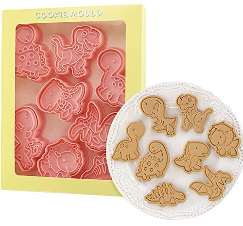 Sunjun 8 Pcs Moldes Para Galletas Cortadores de Galletas Moldes de Galletas de Dinosaurio Para Masa de Galleta, Pastelería, Rosquilla, Decoración de Pasteles, Molde de Chocolate para Galletas