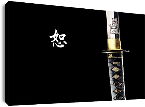 Artis Prints Leinwandbild Kill Bill | Tarantino, Schwert - Katana - Hatori Hanzo, Movie Poster, Plakat, Deko - Wohnzimmer, Klein bis Groß, 120x80 cm