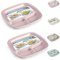 Plastic Classic Serving Bowl Dish Tray for Cereal Curry Pasta Xmas Party Dessert Snack Picnic, Stackable, Reusable Tableware Bowls (2 x 3 Compartment Tray Pink)