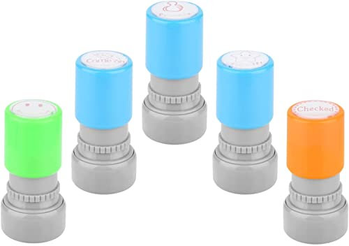 Diyfixlcd 5-teiliges Lehrer-Stempel-Set, Selbstfärbend für Abstufungen im Klassenzimmer, Schulbedarf, Hausaufgaben - Rote Tinte