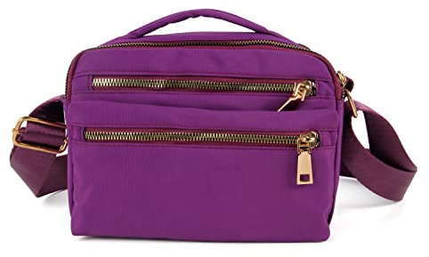 LUI SUI Borsa a Tracolla da Donna Multitasche in Nylon Impermeabile Con Manico Superiore