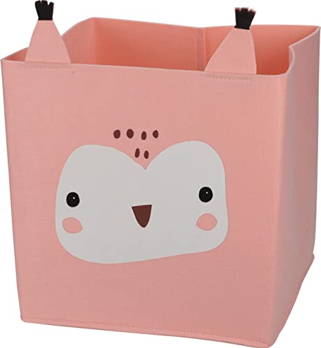 Kinder Aufbewahrungsbox Spielzeug-Box Spielzeugkiste für das Kinderzimmer (30x30x30 cm), faltbar, mit Motiv (Rosa - Eule)