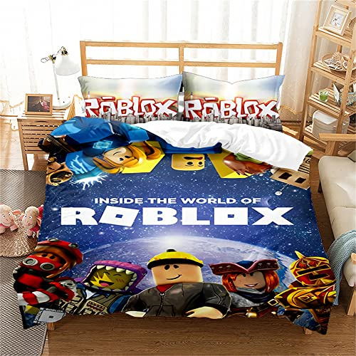 Bettbezug-Set, 3-teiliges Roblox-Bettwäsche-Set, Weiche Mikrofaser, Pflegeleicht, Bettbezug Für Teenager, Mädchen, Kinder, Wende-Bettwäsche-Set (135x200cm,Roblox 03)