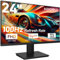KOORUI Gaming Monitor 24 pollici, Altoparlanti incorporati, FHD 1920 * 1080p, 100Hz, Montabile VESA 75 x 75 mm, Adaptive Sync, Cura Degli Occhi e Regolazione Ergonomica Dell'Inclinazione