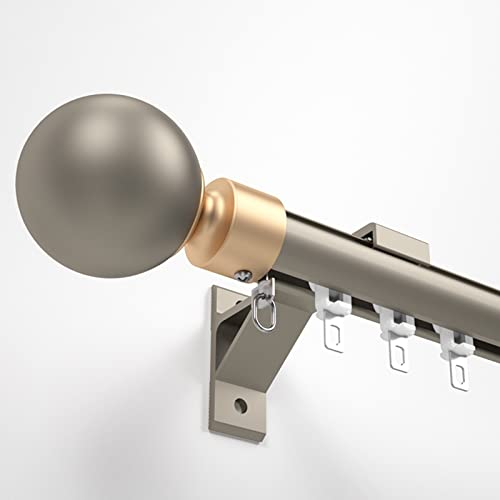 NOIRDA Deko-Gardinenstange/100-600cm, 7 Farben, Aluminium-Vorhangschiene, Gardinen Schienensystem Für Raumteiler, Sichtschutz, Etagenbett, Schrank (Color : Champagne, Size : 600cm/19.7ft)