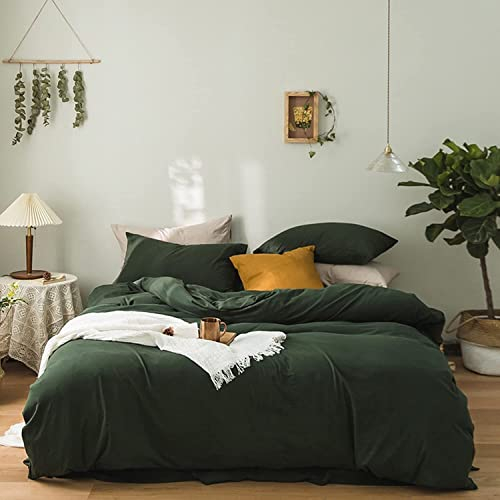 Sedefen Bettwäsche 135x200 cm Dunkelgrün Grün Bettwäsche Sets aus Mikrofaser Atmungsaktiv Einzelbett Bettbezug mit Reißverschlus und 1 Kissenbezug 80x80cm