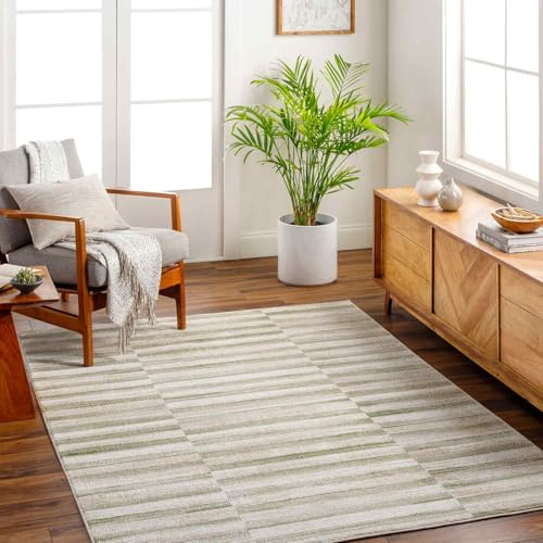 Livabliss Perla Lipnik Geometric Carpet 160x213 cm, Scandi Neutral Abstract Boho Design for Living Room, Dining & Kitchen, Easy Care Pile, Ivory Tan Olive Taupe