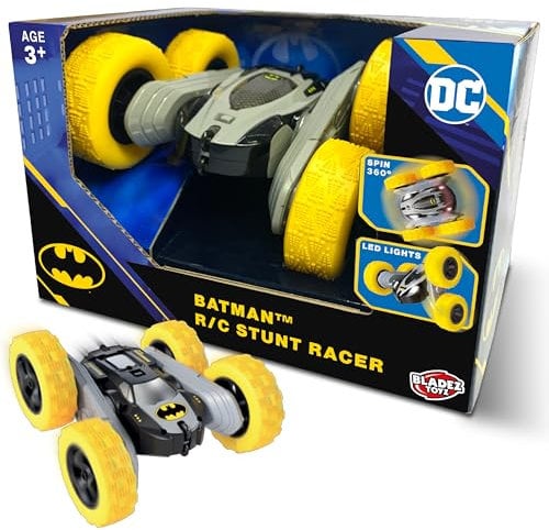 BLADEZ Batman Toyz Stunt Racer Remote Control Car - High 8 KM/H Speed Stunt Action with 360-Degree Spins - Official The Batman Licensed Car Toy for Kids - Fun Batman Gifts Toys for All Ages