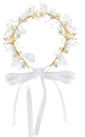 Haarschmuck Kommunion Mädchen,Haarschmuck Hochzeit,Hochzeit Blumenmädchen Brautjungfer Perle Kopfschmuck,Kommunion Taufe Deko Mädchen,Haarkranz Kommunion Mädchen