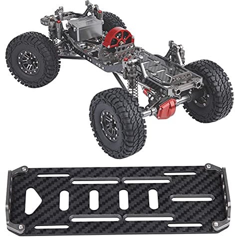 TREETDOBV RC Battery Tray, Carbon Fiber Car Battery Mounting Plate with Tie for TRAXXAS Hsp Redcat Rc4 wd Axial scx1 1:10 Crawler RC Car, RC Car Battery Plate Tray Replacement