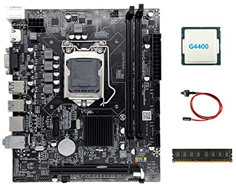 Oikabio H110 Carte mère d'ordinateur LGA1151 prend en charge Celeron G3900 G3930 Series CPU + G4400 CPU + DDR4 4 Go RAM 2133 MHz + câble de commutation