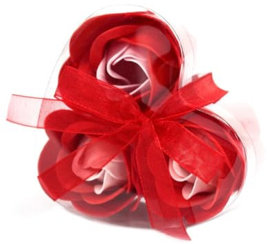 Lot de 3 boîtes à savon de luxe en forme de cœur avec fleurs rouges parfumées pour la Saint Valentin, petits cadeaux romantiques pour elle.
