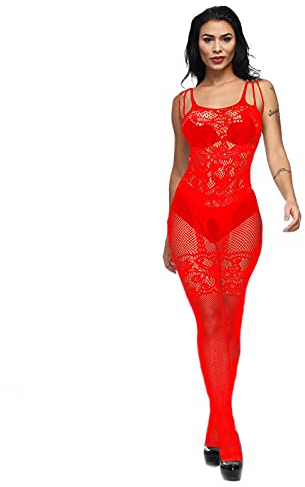 sexy Dessous Damen für Sex dursichtige Unterwäsche Sport BH Damen dursichtige Unterwäsche Fish-Net-Nachtbekleidung Frauen Pure Sexy-Unterwäsche Puppenunterwäsche Lingerie Set Sexy (Red, One Size)