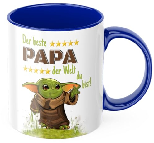 Der beste Papa der Welt du bist Tasse Grogu MIMIMI Papageschenk Männergeschenk Männertasse (blau)