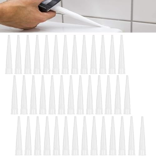 Beccucci per Cartuccia in Silicone,50 Pezzi Punte per Cartucce,Ugelli in Silicone,Punte di Ricambio per Sigillatura,Ugelli per Cartuccia,Silicone Beccucci per Sigillante Adesivo e Pistola per Silicone