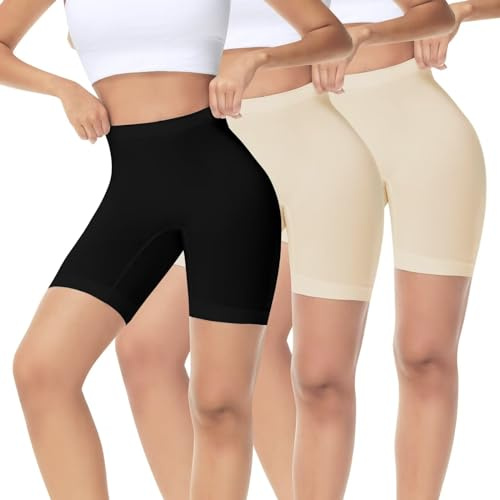 IceReco Short Femme Ete Anti Frottement Cuisse Cycliste Femme sous Jupe Shorty sous Robe Boxer Legging Court Lot De 3