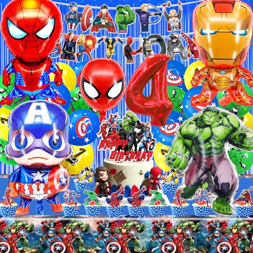 Superhelden 4 Jahre Geburtstagsparty Deko, Superhleden 4 Jahre Geburtstag Party, Superhlden 4 Jahre Ballon Geburtstagsdeko, Superhlden Party Deko Kinder, Superhlden Geburtstag Deko Luftballons