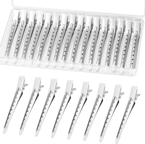 Gingbiss Lot de 24 pinces à cheveux en forme de canard pour coiffage, pinces crocodiles en métal de 8,9 cm pour femme, pinces à cheveux bouclées pour rouleau à cheveux, salon, nœuds à faire soi-même,