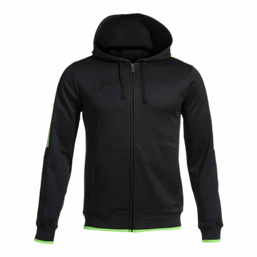 Joma - Herren-Sweatshirt - Olympiade - Kapuze - Reißverschluss, Schwarz, Neongrün, Small