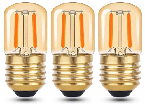 EASYIVY E27 LED Nachtlicht Birne, E27 LED Warmweiss 1W Edison Vintage Glühbirne Ersetzt 15W Glühlampe, Warmweiß 2200K T28 Bernstein Leuchtmittel für Dekorative Tischlampe, Nicht Dimmbar, 3 Stück