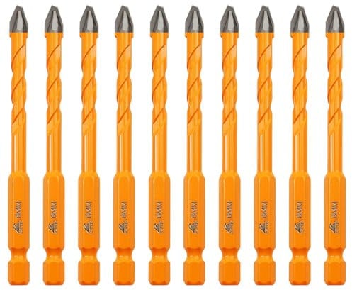 EXFEIN Lot de 10 forets en carbure de tungstène 6 mm pour percer la céramique, la porcelaine, le carrelage, le marbre, le granit, la maçonnerie