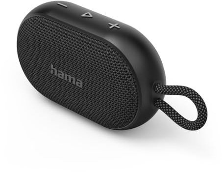 Hama Bluetooth Lautsprecher Buddy 3.0, 6W (wasserdicht IPX7, mit Akku, 12 Stunden Musik, True Wireless Stereo, mit Hängeschlaufe, universal, Freisprecheinrichtung, Bluetooth Box, Musikbox) schwarz