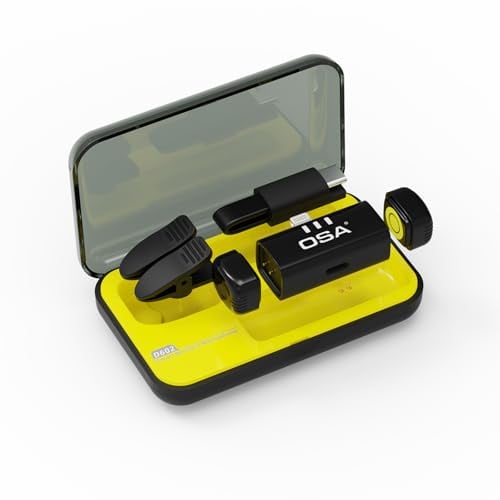 OSA Micrófono Inalámbrico Lavalier, cancelación de Ruido Inteligente, Mini micrófono de sincronización automática para iPhone/iPad para grabación, transmisión en Vivo, Tiktok (Lightning/ 2MIC)