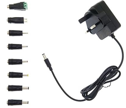 JZK 12V 1A DC Power Supply adapter charger, 12W Power adaptor, Universal AC to DC Power Converter with 8 Plug Tips for LED Strip CCTV Camera TV Box Speakers Router