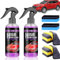 3 en 1 Spray de revêtement rapide pour voiture, Spray de revêtement céramique pour voiture, Agent de remise à neuf des pièces en plastique, Spray de cirage rapide pour voitures (2 Pièces)