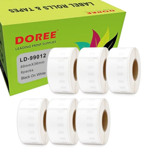 DOREE 6 Rolle 99012 S0722400 Adress-Etiketten weiß 36 mm x 89 mm 260/Rolle | kompatibel mit dymo etiketten 89 x 36 mm,für Dymo Labelwriter 400 turbo 、450、450 Duo、450 Turbo.(260 Etiketten pro Rolle)