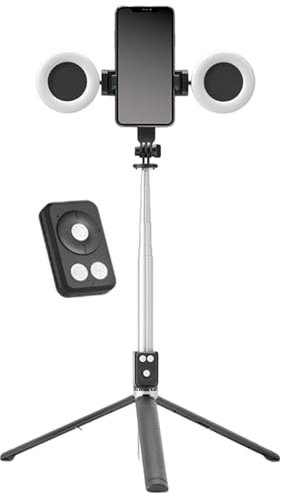 Trépied pour téléphone | Trépied à distance sans fil | Perche à selfie de camping | Support de téléphone avec lumière | Support à selfie portable | Perche à selfie extensible pour les réunions en