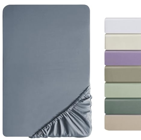 SOULFUL Satin Spannbettlaken 140x200cm Baumwolle, 100% Langstapelige Baumwolle Bettlaken Spannbettlaken bis 25cm Matratzenhöhe für Allergiker Geeignet, Oeko-Tex Zertifiziert-AshleyBlau