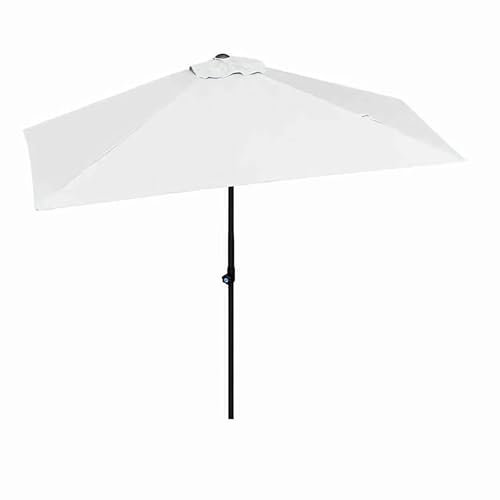 Sonnenschirm Halbrund | 250cm | Für Balkon Und Terrasse | Passgenau Für Wände | Mit Praktischer Handkurbel Und Sonnenschutz UV-Schutz 30+(Beige)