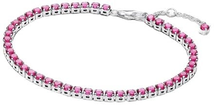 Pandora Timeless 591469C04-16 - Braccialetto da tennis in argento Sterling con cristalli, lunghezza 16 cm, colore: Rosa, 591469C04-16, Argento sterling, Zirconia cubica