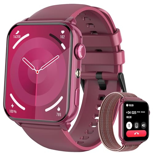 Reloj Inteligente Mujer, 1.91 Smartwatch Mujer con Linterna y Llamadas Bluetooth, Smart Watch con 2 Correas, Notificación, Podómetro, Pulsómetro, Diseño Fino, IP68 Pulsera Actividad para Android iOS