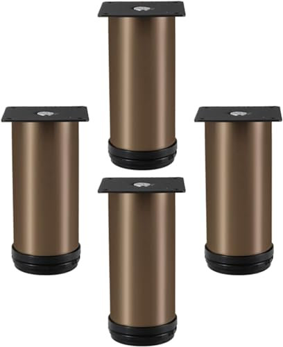 Lot de 4 pieds de meubles réglables en acier inoxydable - Marron - 35 cm
