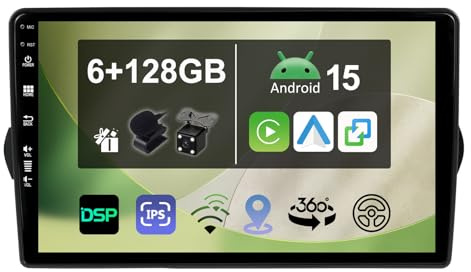 KECONSING [6G+128G] IPS 9 Android 15 Autoradio Für FIAT Tipo Aegea Egea 2015-2017 mit navi Octa Core-[Eingebauter CarPlay/Android Auto/DSP/Mirror Link/GPS Navi/360 Camera/Bluetooth 5.0/WiFi/USB