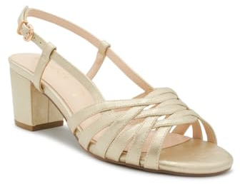 Paradox London Nicolette Wide Fit Block Heel Sandals, Metallic Synthetic Strappy Slingback, 5.5cm Heel (Champagne, UK Footwear Size System, Adult, Women, Numeric, Wide, 7)