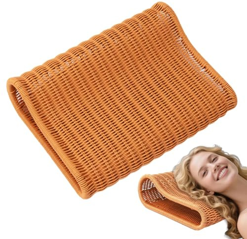 Fyrdyn Reposacabezas de Sauna - Almohada Tejida Cómoda de Mimbre Artificial - Cojín de Soporte Lavable a Máquina Reposacabezas Tejido a Mano para Cuello Hombros Espalda