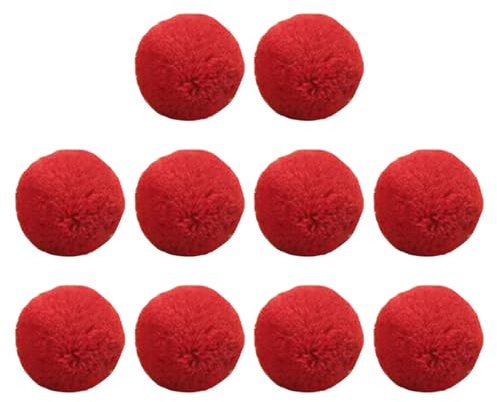 LKXHarleya 10 weiche Bälle, 30 mm große Pompons für selbstgemachte Partydekorationen, Rot
