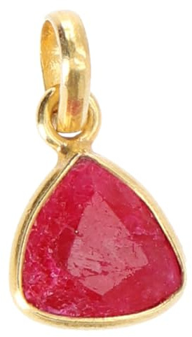 GURU SHOP Vergoldeter Anhänger aus Silber mit geschliffenem Halbedelstein | Eleganter Kettenanhänger, filigran verarbeitet, Meisterwerk indischer Schmuckkunst, für Frauen geeignet.
