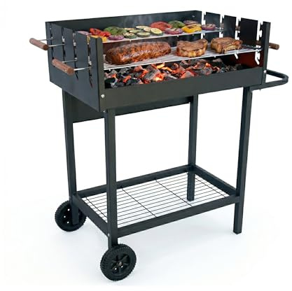 Amig - Barbecue a carbone - 94 x 51 x 93 cm - Nero - Realizzato in Acciaio - per giardino e patio con uso familiare e riunioni, con montaggio semplice, pulizia comoda e qualità costante. Mod. DRAKEN