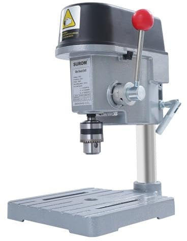 Mini Bench Drill Press 340W Pillar Drill Press with 3 Speed Adjustable 1‑10MM Clamping 25MM Drilling Depth Portable Table Drilling Machine for DIY Craft Workshop Home Hobby Use