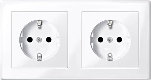 Merten MEG2328-1425 SCHUKO-Doppel-Steckdose, BRS, Steckklemmen, aktivweiß glänzend, M-SMART