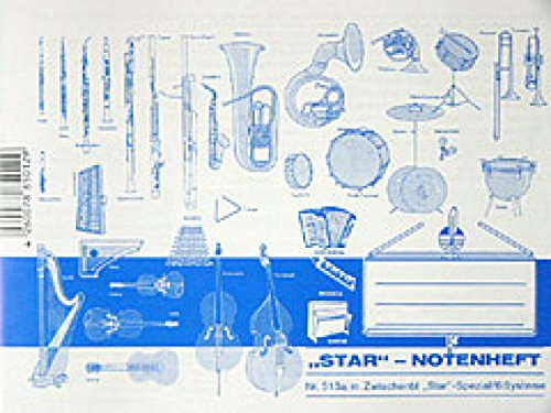 Manuscript Paper-Notenheft 6 Systeme mit Hilfslinien+ Zwischenblat-SHEET