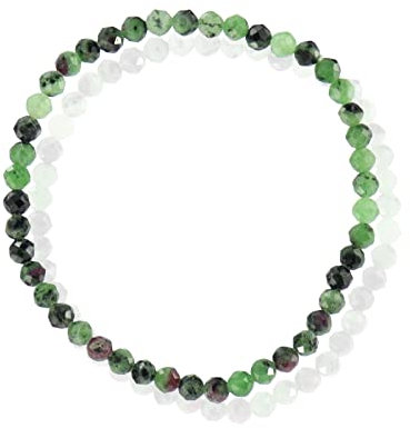 feines Rubin-Zoisit Edelstein Armband Perlenarmband 4 mm facettiert