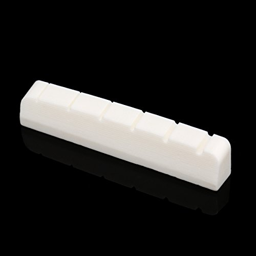 Musiclily 43mm E-Gitarren Knochen Sattel Bone Nut Flache Unterseite für Les Paul SG Style E-Gitarre,43x6x8,5mm (2 Stück)