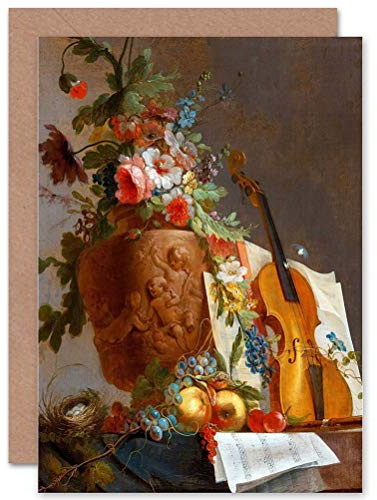 Wee Blue Coo CARD GREETING GIFT PAINTING STILL LIFE BACHELIER FLOWERS VIOLIN