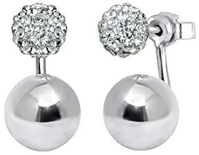 Elli Ohrringe Damen Front-Back Geo Trend mit Kristalle in 925 Sterling Silber